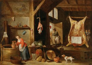 Interior de una carnicería de David Teniers the Younger